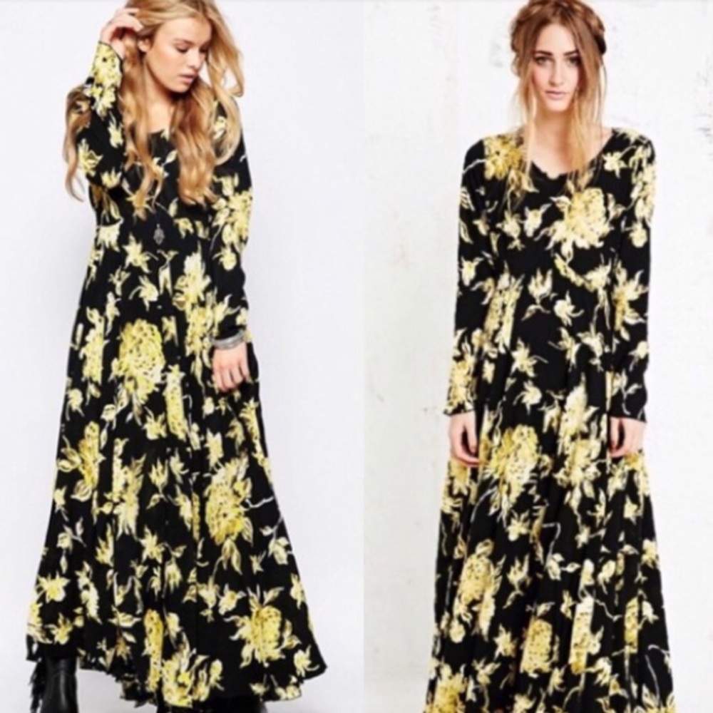 Free People black and yellow, SP dress